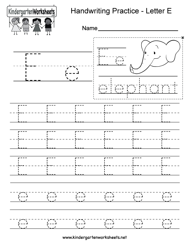 Letter E Writing Practice Worksheet - Free Kindergarten English | Letter E Printable Worksheets