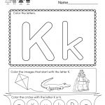 Letter K Coloring Worksheet   Free Kindergarten English Worksheet | Free Printable Letter K Worksheets