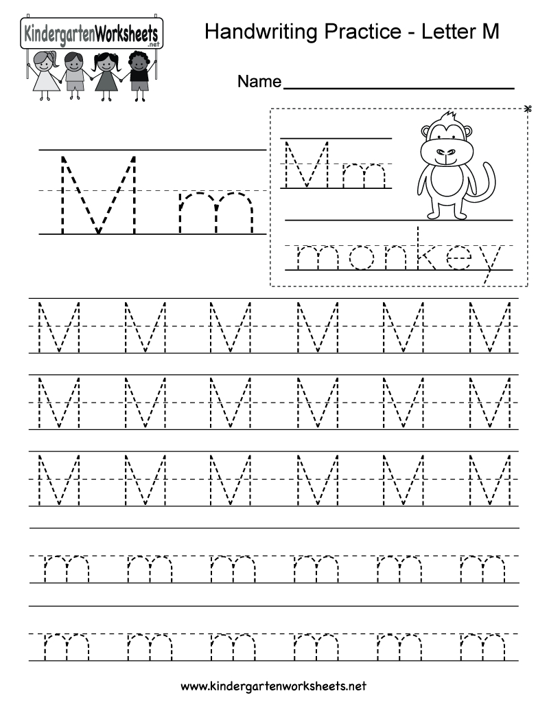 Letter M Writing Practice Worksheet - Free Kindergarten English | Kindergarten Worksheets Printable Writing