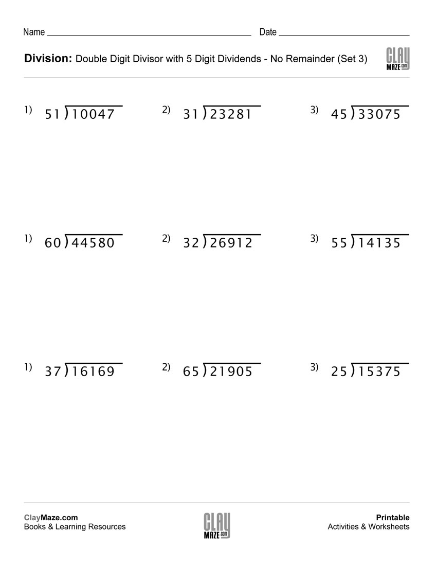 Free Printable Long Division Worksheets 5Th Grade Printable Worksheets