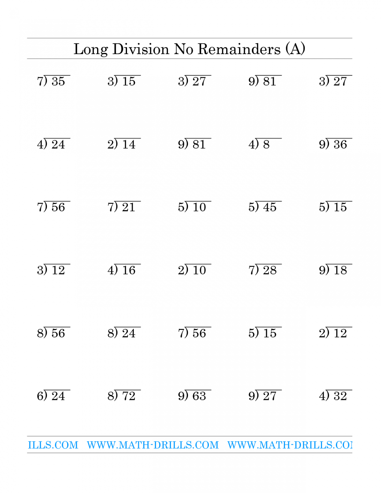 Printable Long Division Worksheets Printable Worksheets 