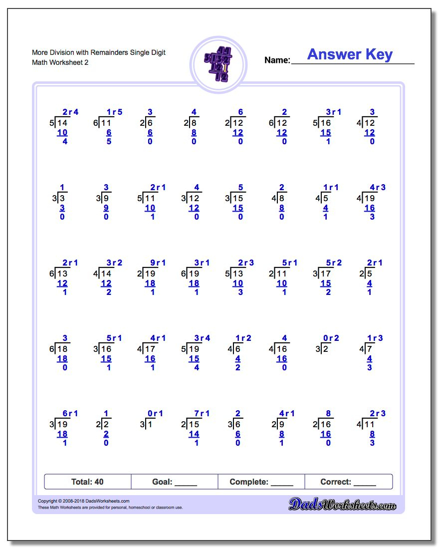 Long Division Worksheets: Division With Remainders | Printable Math Worksheets Long Division