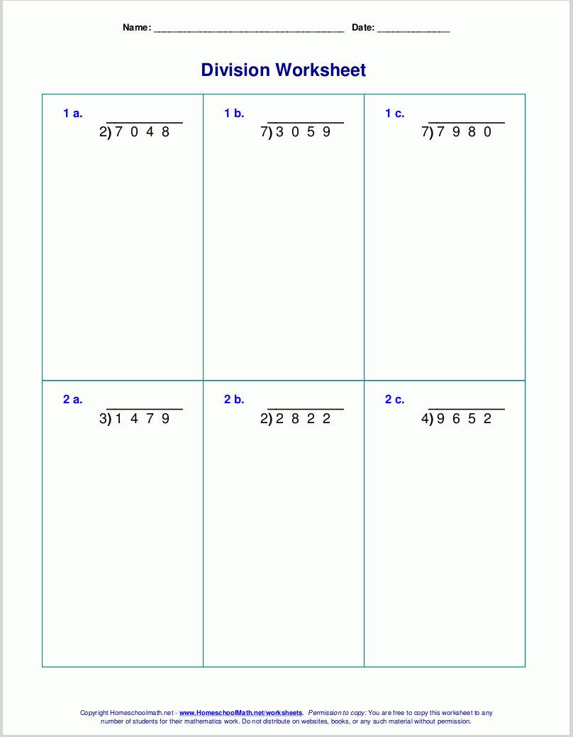 Printable Math Worksheets Long Division Printable Worksheets