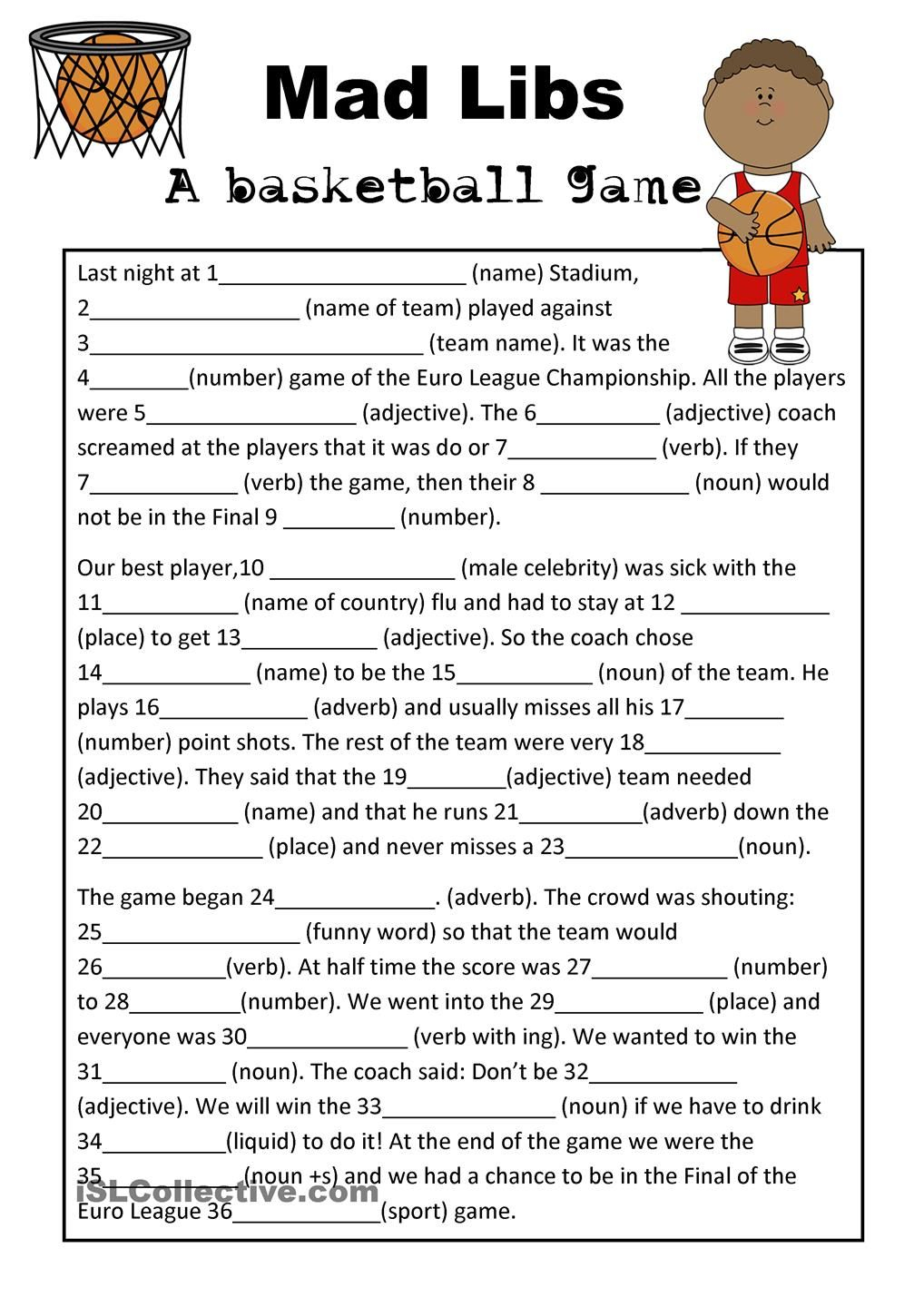 Funny Mad Libs Printable Worksheets - Printable Worksheets