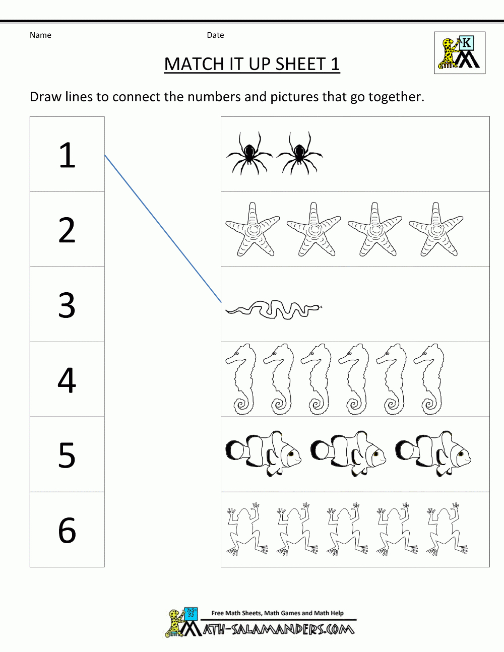 Math Worksheets Kindergarten Kg 1 Maths Pdf Free Printable Match It | Free Printable Worksheets For Kindergarten Pdf