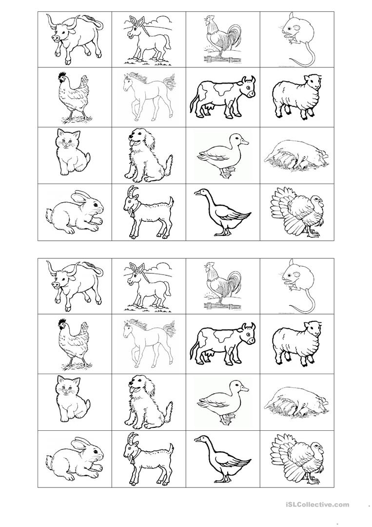 Memory Game On Farm Animals Worksheet - Free Esl Printable | Farm Animals Printable Worksheets