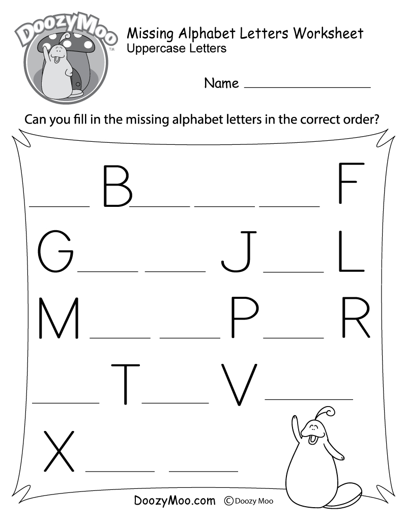 Missing Alphabet Letters Worksheet (Free Printable) - Doozy Moo | Printable Alphabet Worksheets