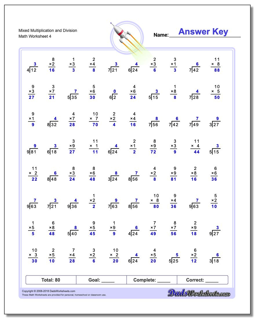Mixed Multiplication And Division | Basic Multiplication Printable Worksheets