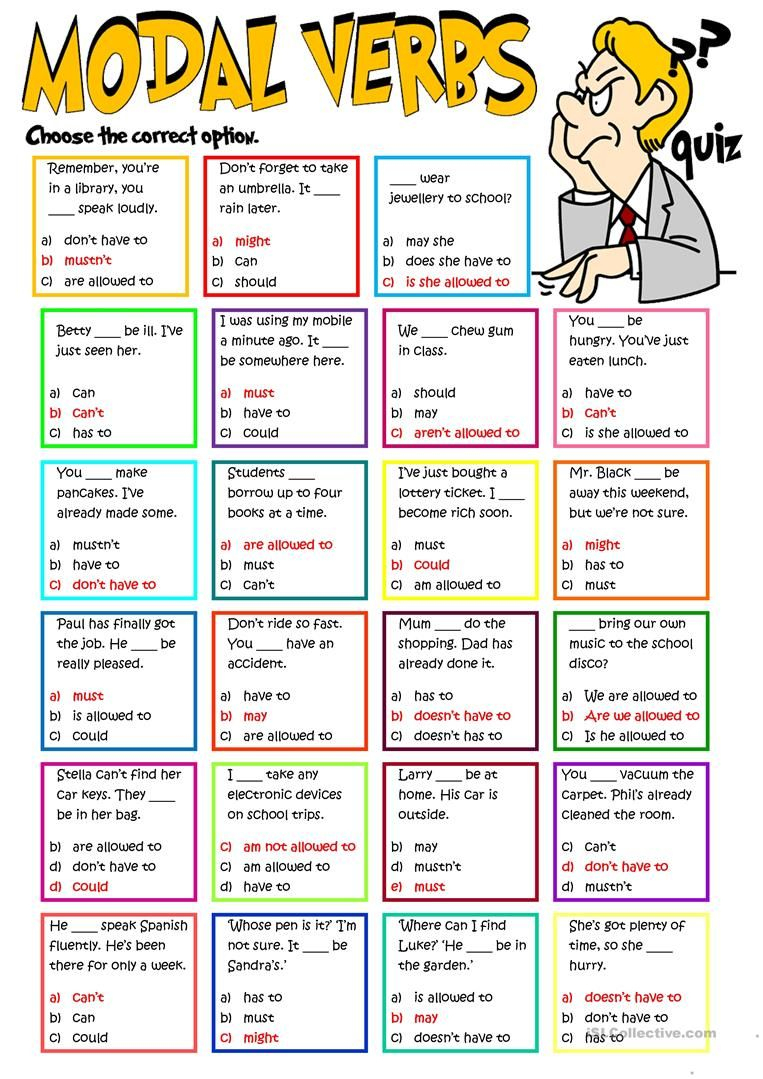 Modal Verbs - Quiz Worksheet - Free Esl Printable Worksheets Made | Ks2 Printable Worksheets