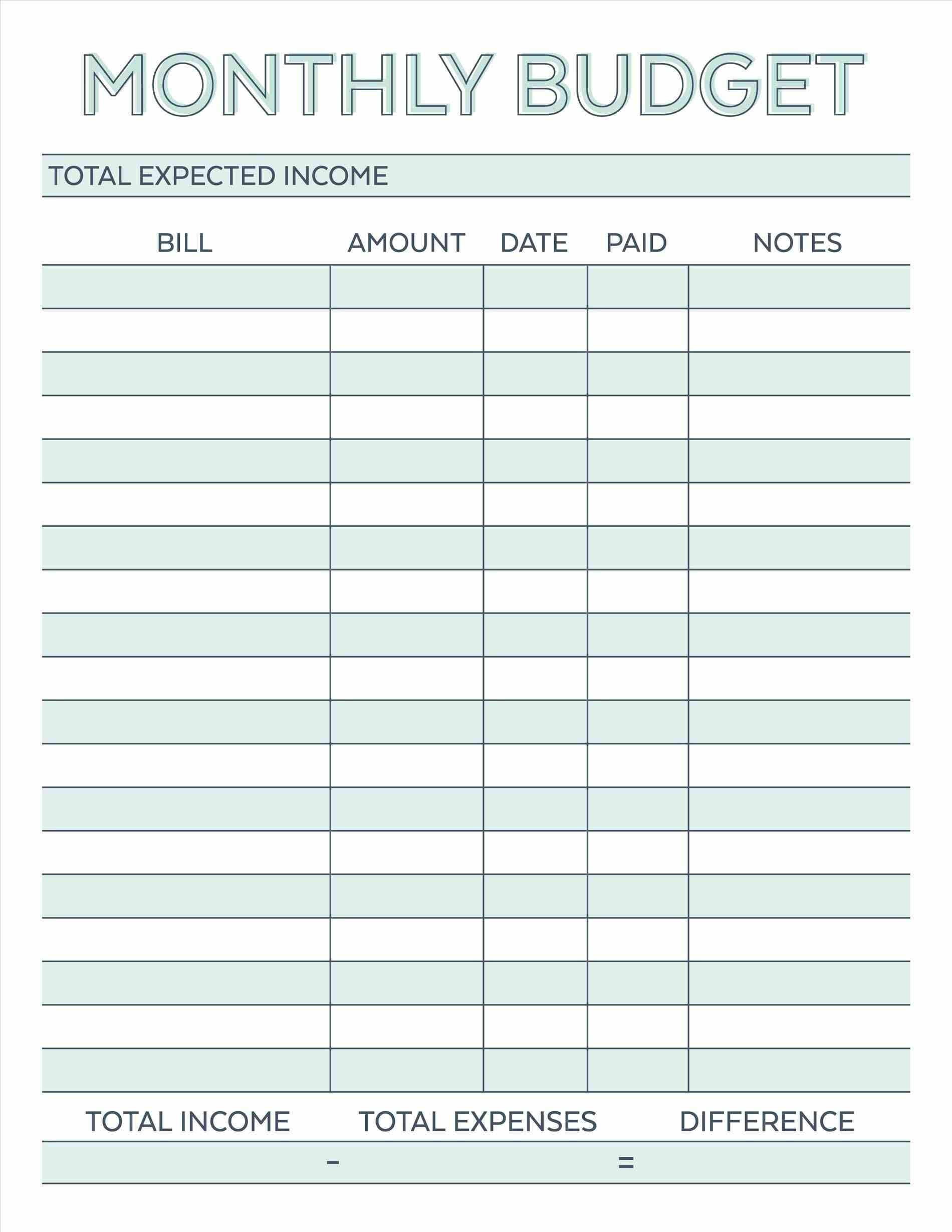 Monthly Budget Planner Free Printable - Koran.sticken.co | Free Online Printable Budget Worksheet