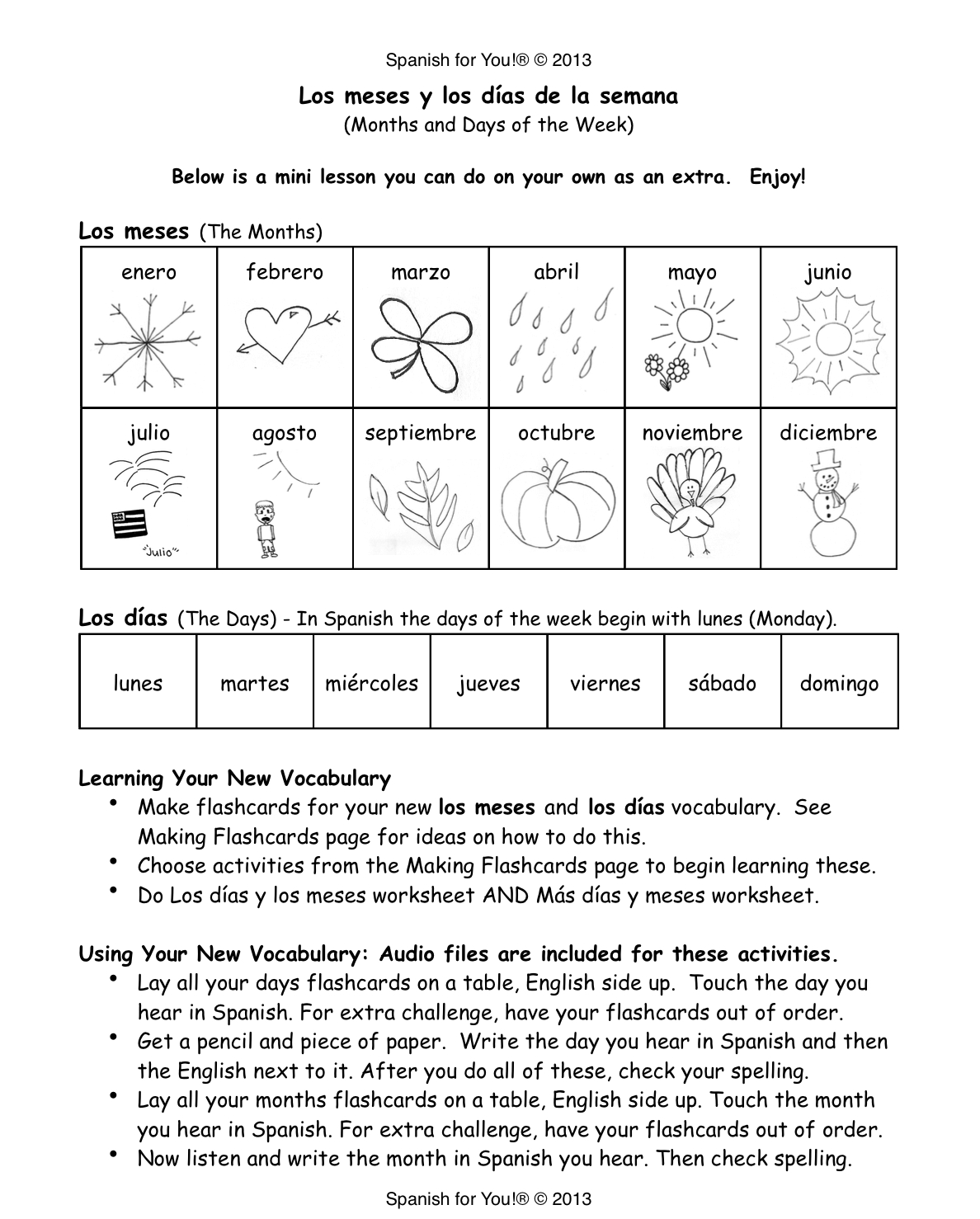 Free Printable Spanish Worksheets Days Of The Week Printable Worksheets
