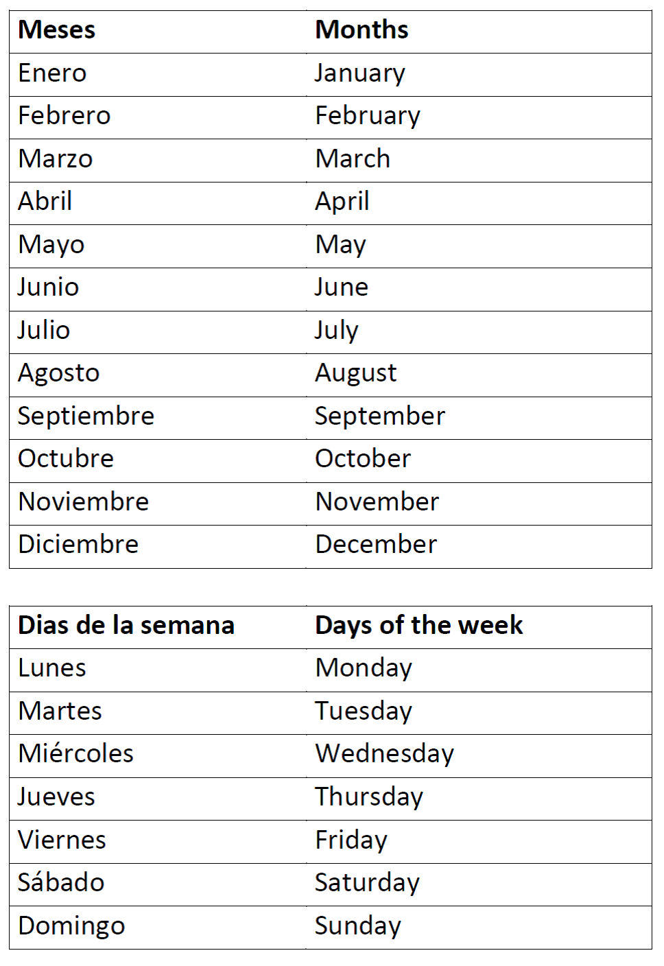 Months Of The Year And Days Of The Week | Tutoring- Spanish | Free Printable Spanish Worksheets Days Of The Week