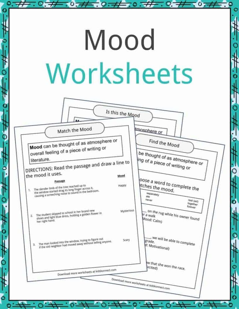 Mood Examples Definition And Worksheets Kidskonnect Foreshadowing Worksheets Printable