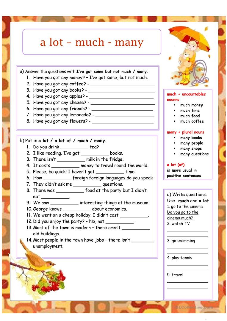 Much - Many - A Lot Of Worksheet - Free Esl Printable Worksheets | How Many How Much Worksheets Printable