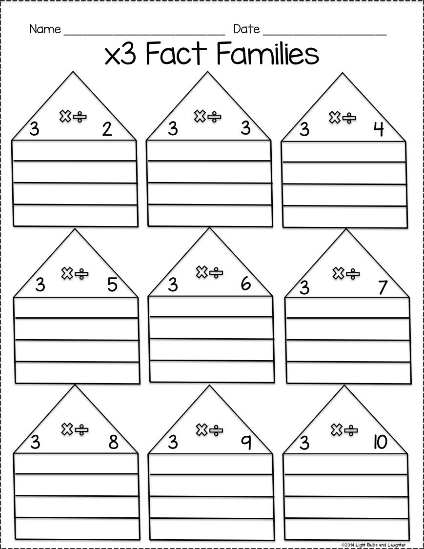 Multiplication &amp;amp; Division Fact Family Practice Pack | חשבון | Fact | Free Printable Multiplication Division Fact Family Worksheets