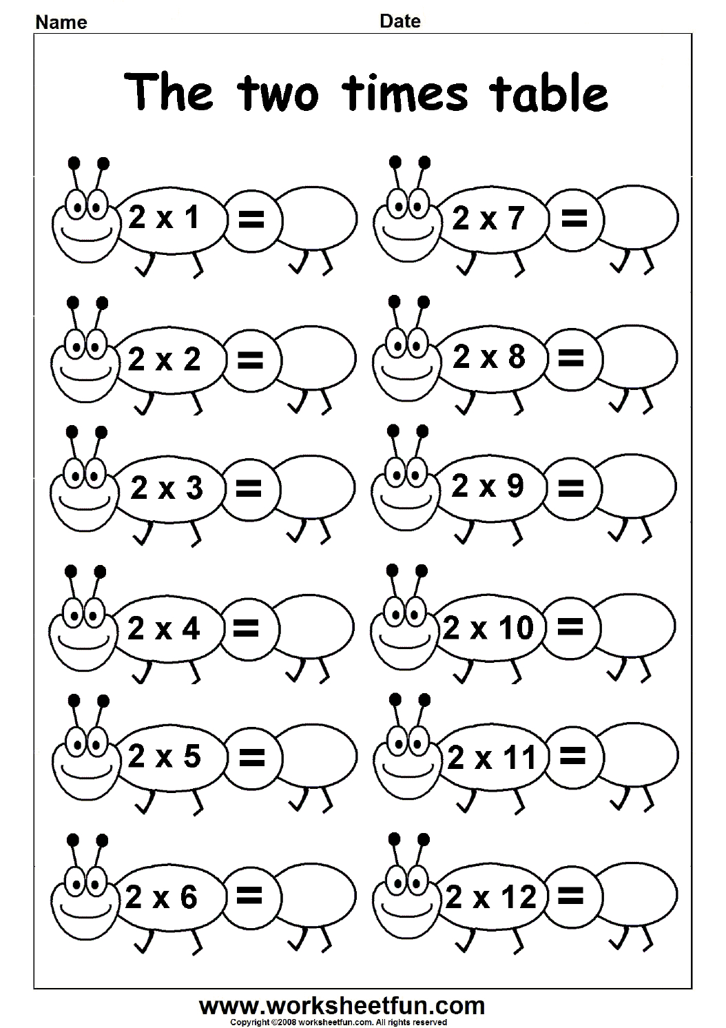 Multiplication Times Tables Worksheets – 2, 3, 4, 5, 6 &amp; 7 Times | Free Printable 2 Times Tables Worksheets