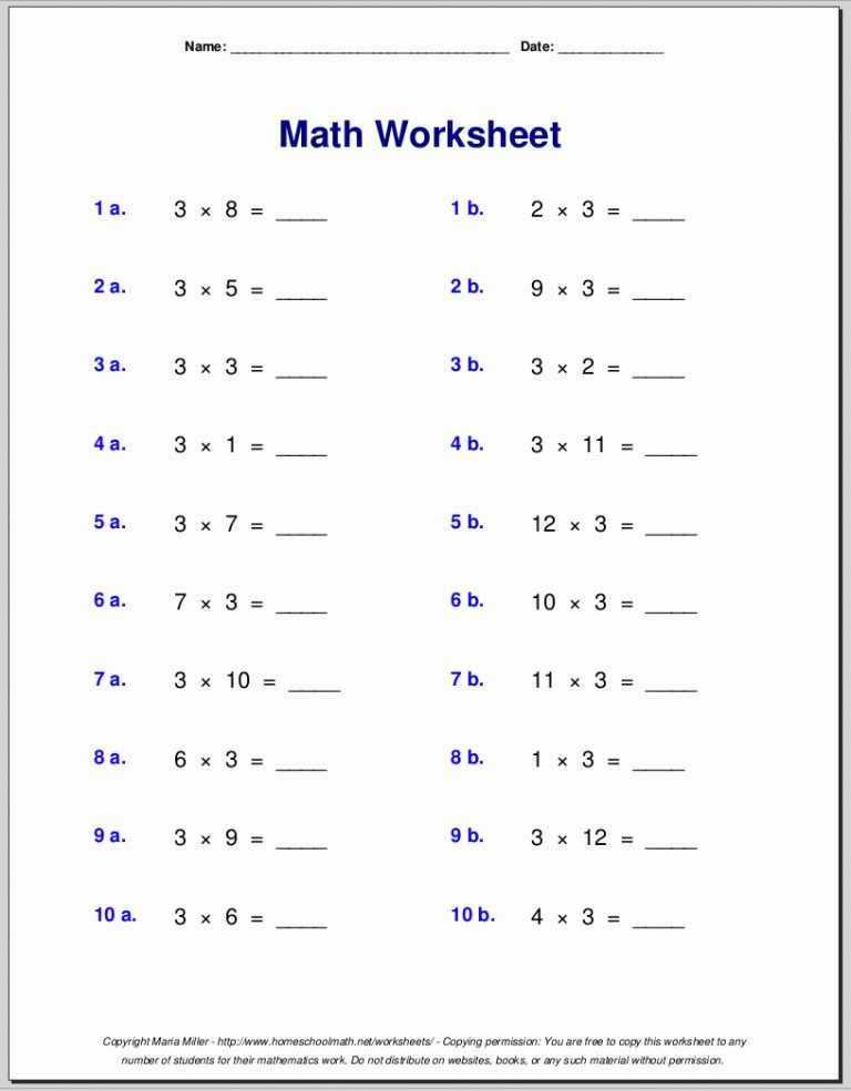 Multiplication Worksheets For Grade 3 | Printable Multiplication ...