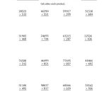 Multiplying 5 Digit3 Digit Numbers (A) | 3 Digit Multiplication Worksheets Printable