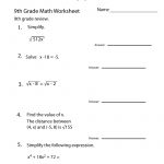 Ninth Grade Math Practice Worksheet Printable | Teaching | Math | Grade 9 Math Worksheets Printable Free With Answers