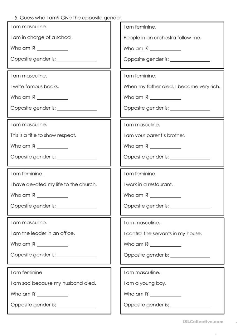 Nouns Gender Worksheet - Free Esl Printable Worksheets Madeteachers | Free Printable Worksheets On Genders