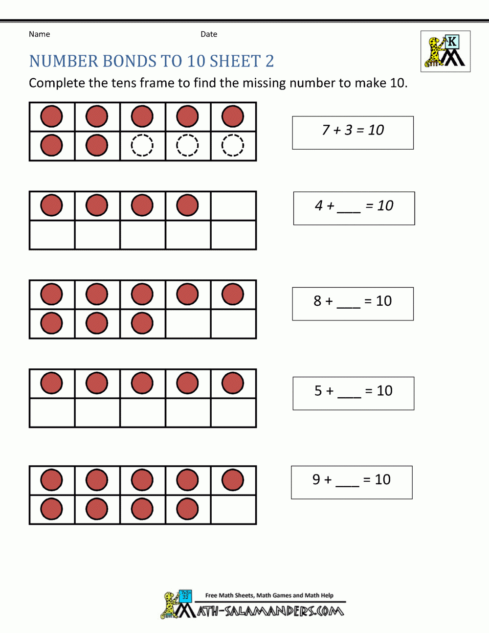 2Nd Grade Math Worksheets Number Bonds To 20 2 Math Activities Printable Number Bond