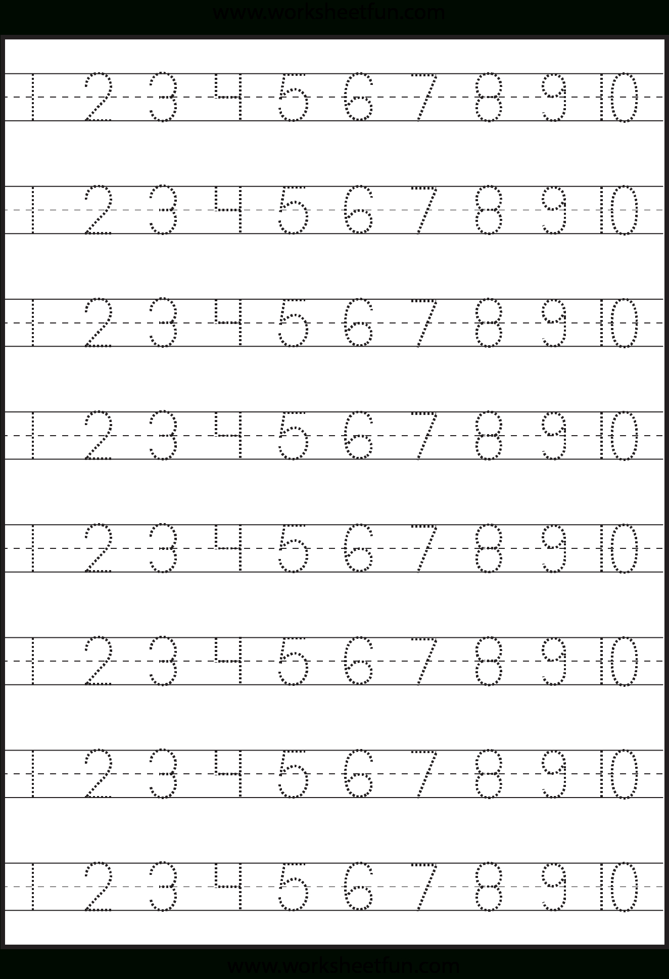 Number Tracing 1-10 - Worksheet | Printable Worksheets | Printable Number Tracing Worksheets For Kindergarten
