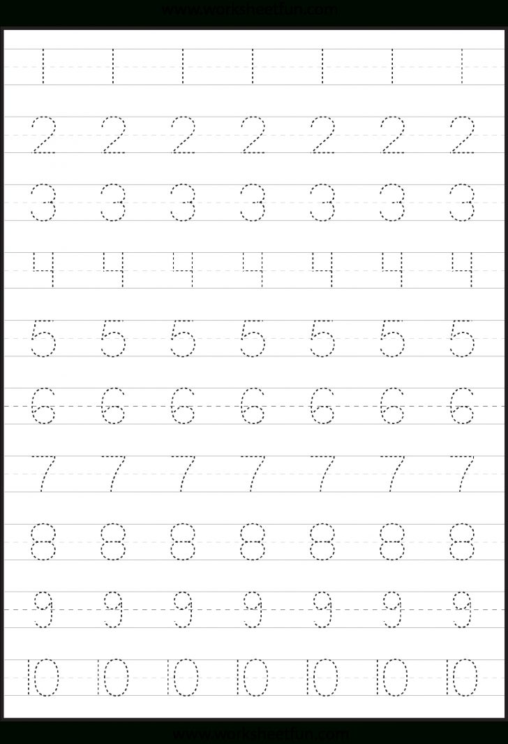Number Tracing Worksheets For Kindergarten 1 10 Ten Worksheets