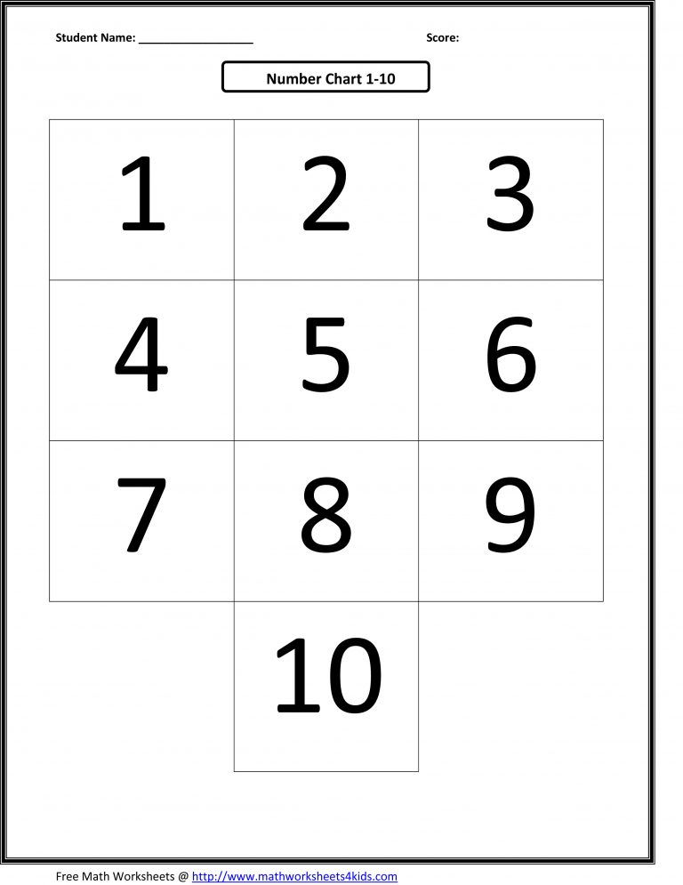 Printable Worksheets For Preschoolers On Numbers 1 10 - Printable ...