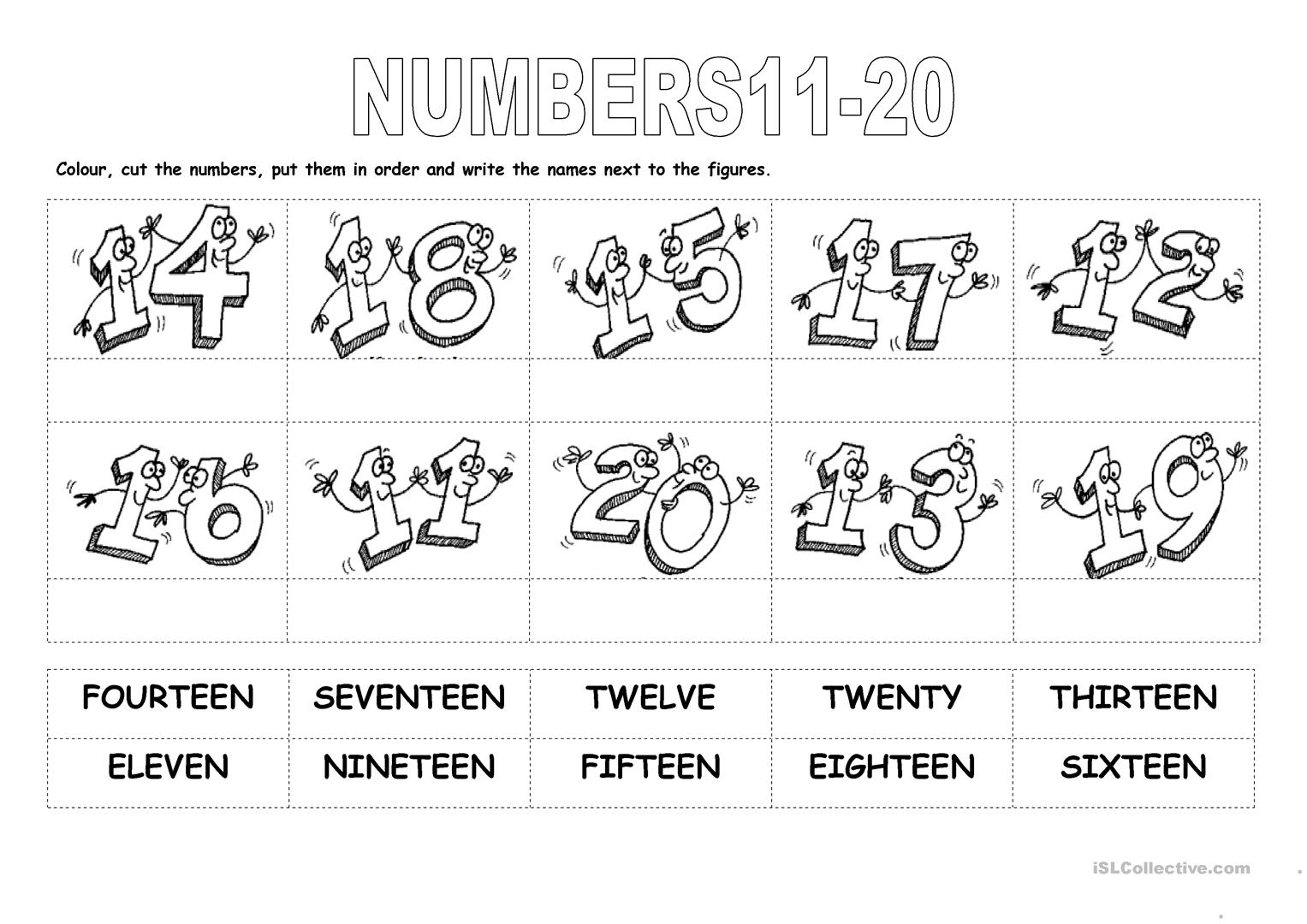 Numbers 11-20 Worksheet - Free Esl Printable Worksheets Madeteachers | French Numbers 1 20 Printable Worksheets