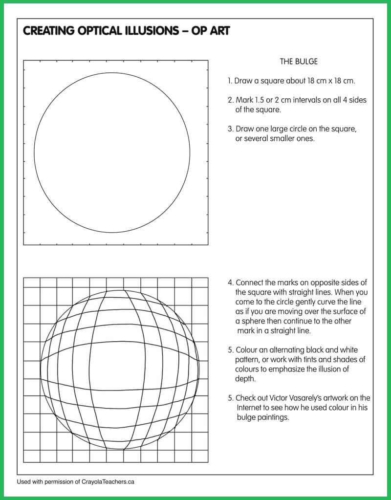 Optical Illusion-Bulge | Class | Art Worksheets, Art, Illusion Art | Optical Illusion Worksheets Printable
