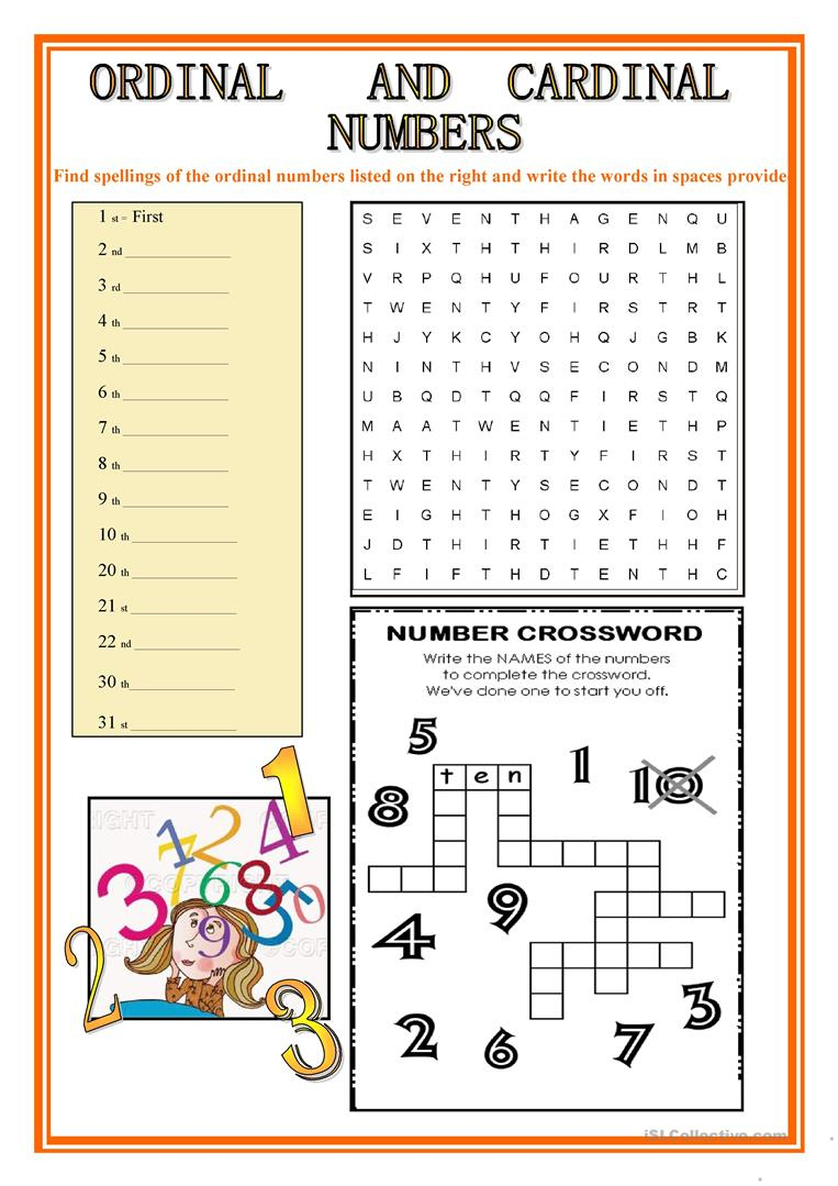 Ordinal And Cardinal Numbers Worksheet - Free Esl Printable | Qu Worksheets Printable