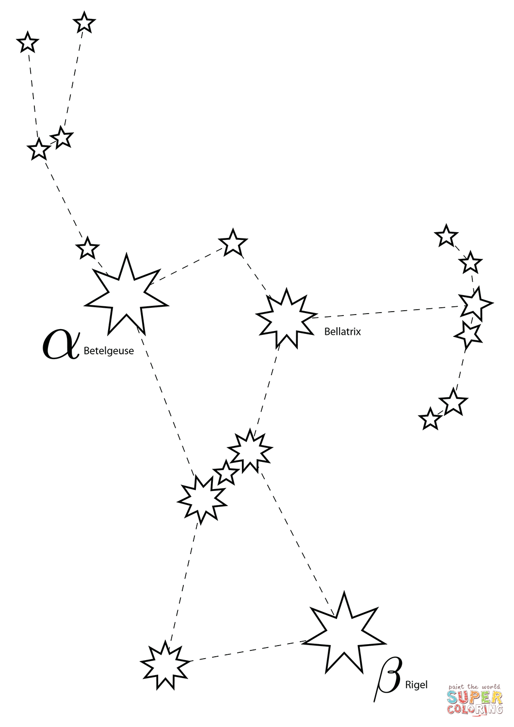 Orion Constellation Coloring Page From 88 Constellations Category | Constellations Printable Worksheets