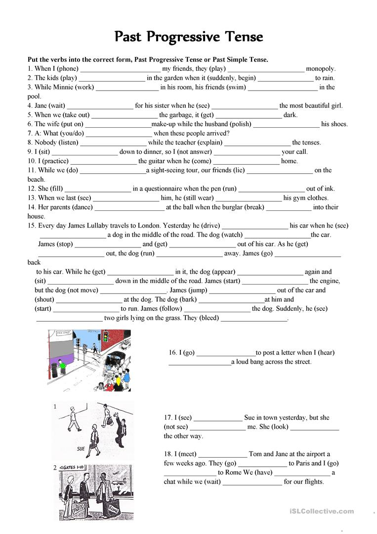 Progressive Tense Worksheet With Answers