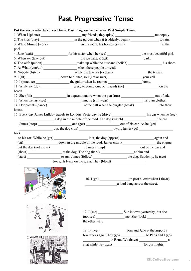 Past Progressive Tense Worksheets Printable Printable Worksheets