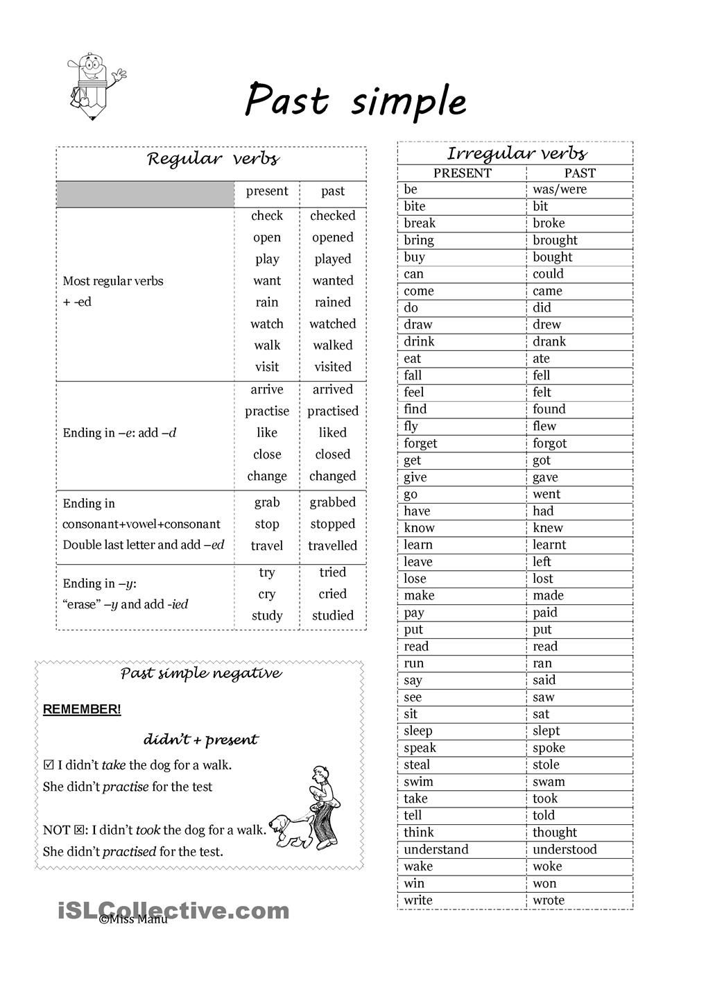 List Of Regular And Irregular Verbs Worksheet Free Esl Printable Free Printable Irregular