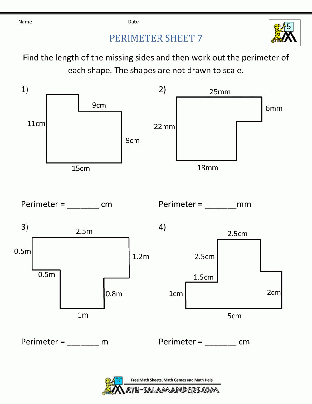 3rd Grade Perimeter And Area Worksheets Printable Word Searches