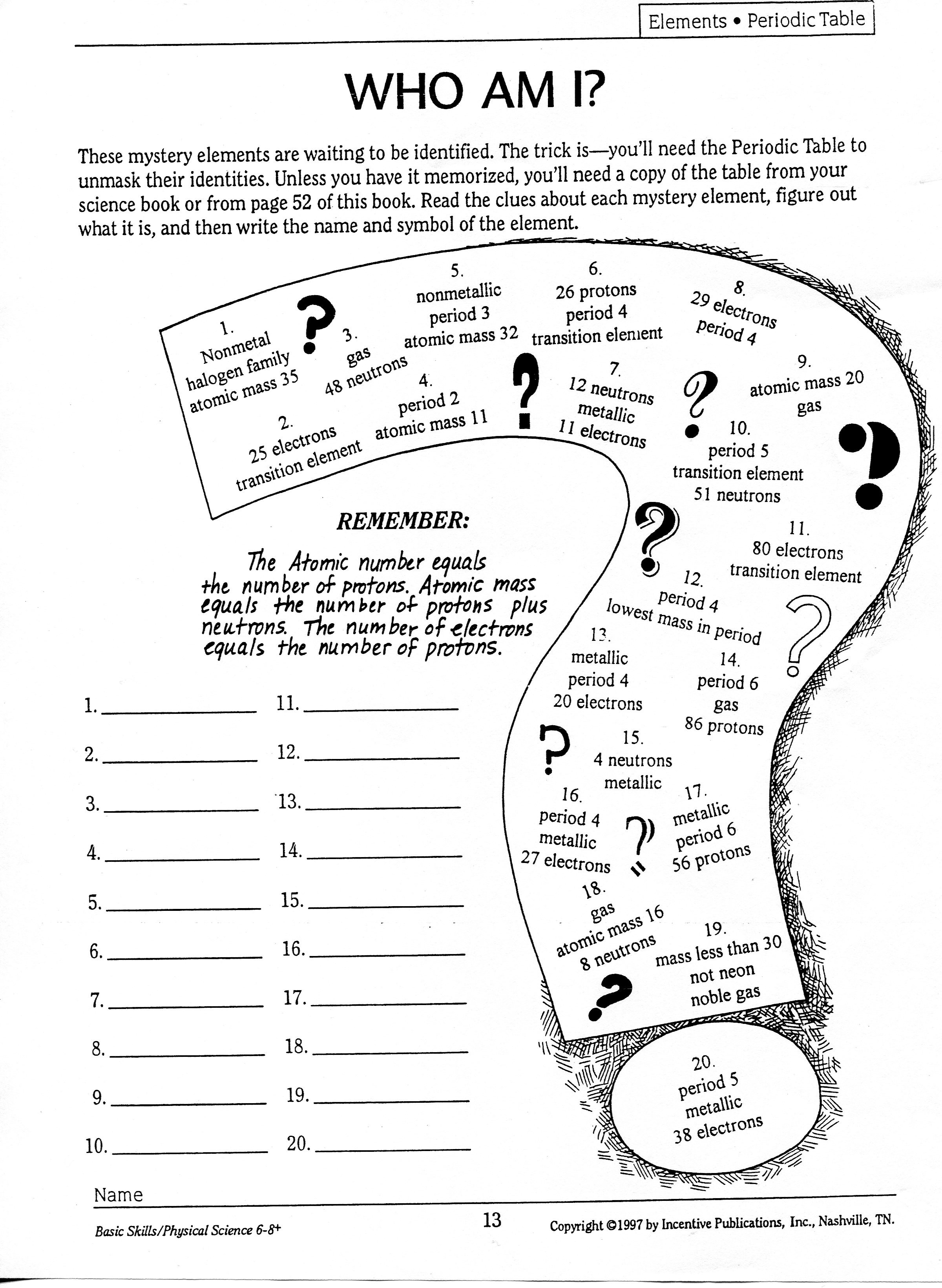 Free Printable Periodic Table Worksheets Printable Worksheets