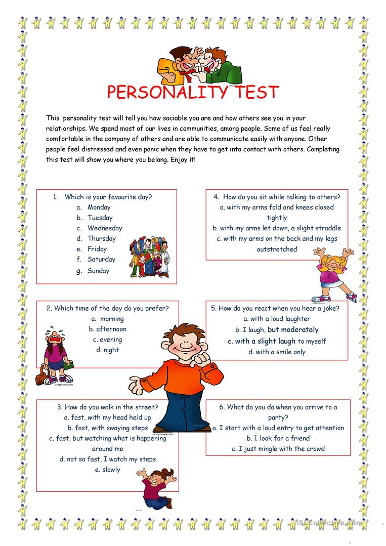 Printable Personality Tests For Groups