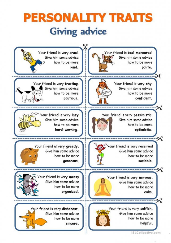 Personality Traits Giving Advice Worksheet Free Esl Printable