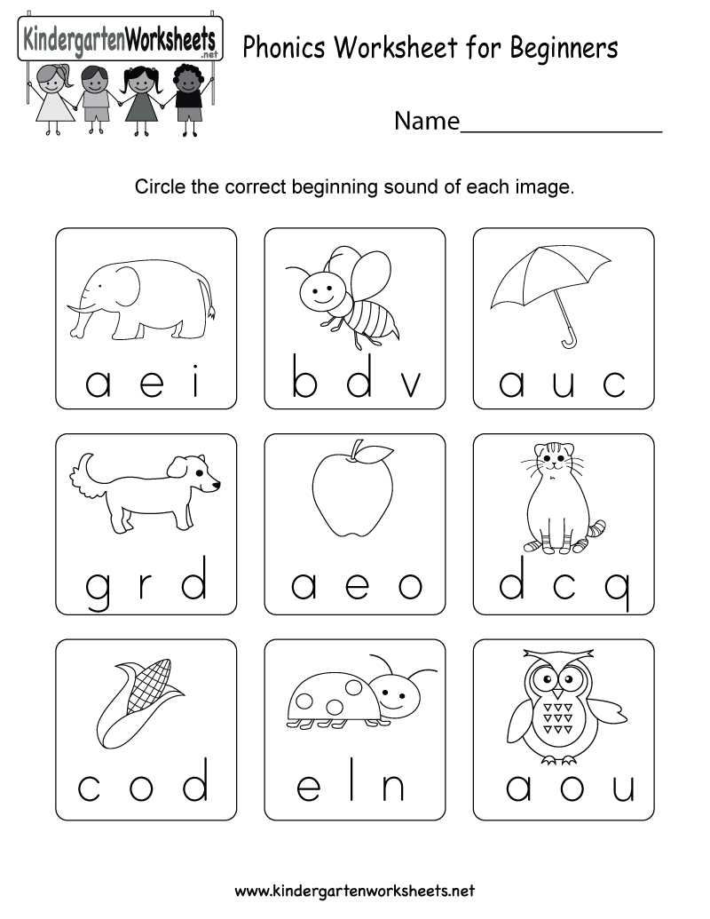 Phonics Worksheet For Beginners - Free Kindergarten English - Free | Free Phonics Worksheets Printable