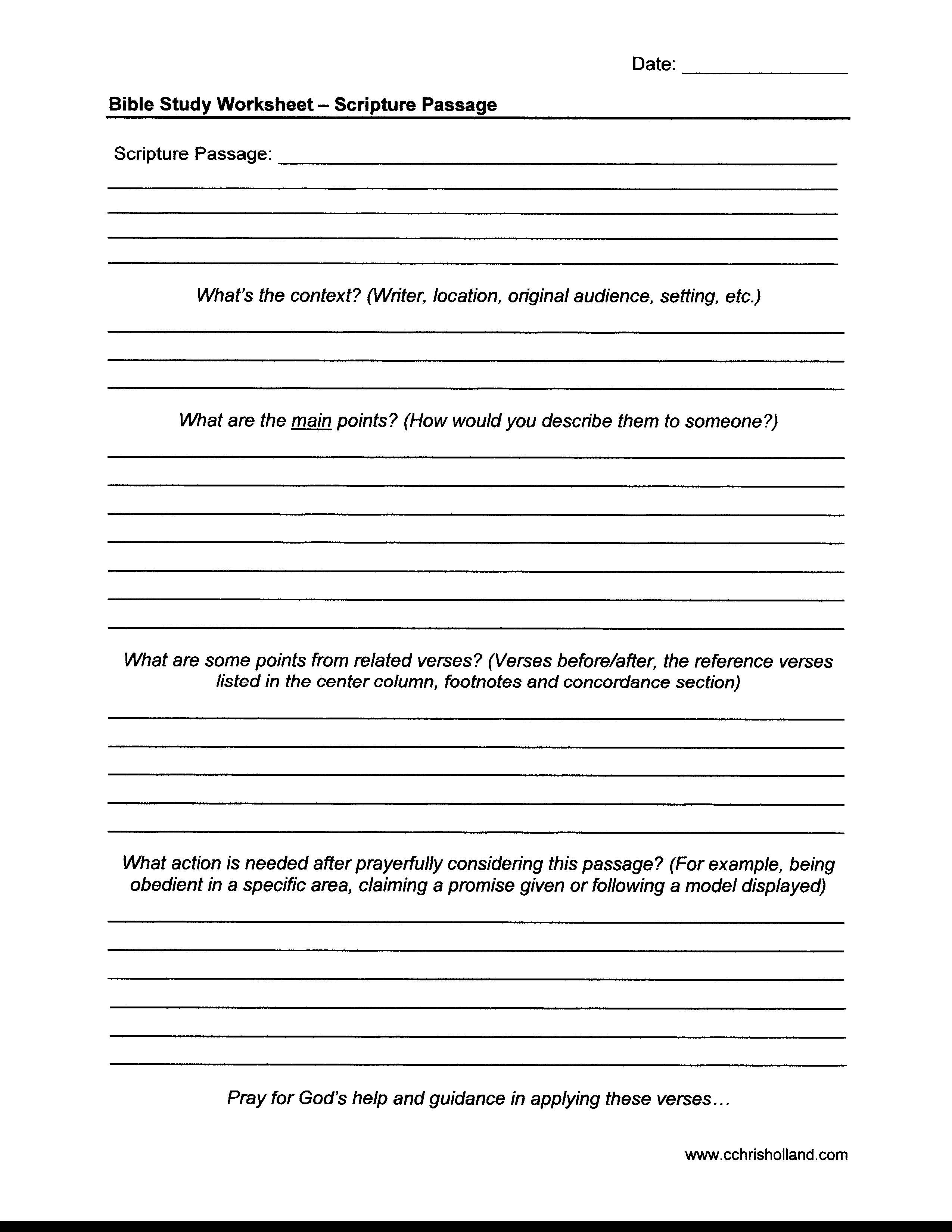 Printable Free Bible Study Worksheets