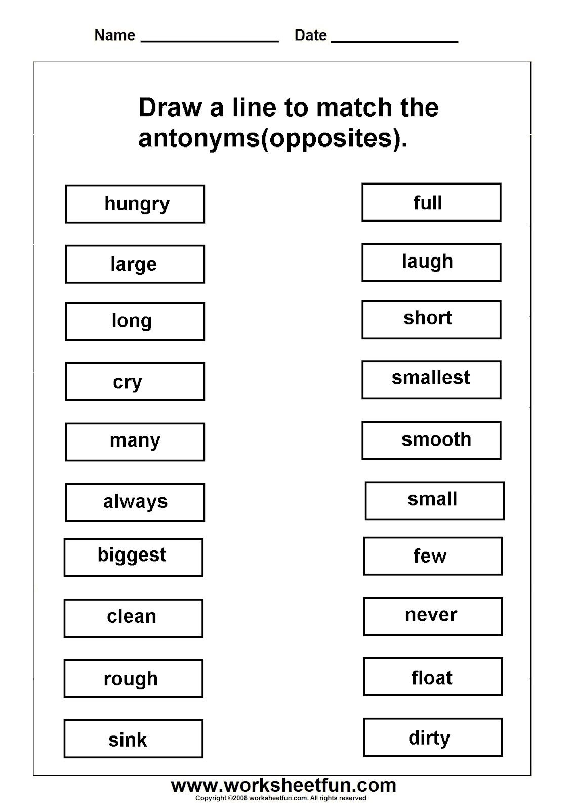 Antonyms Printable Worksheets Printable Worksheets