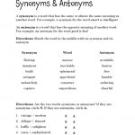 Pleasing Synonym And Antonym Worksheets For First Graders On Free | Free Printable Antonym Worksheets