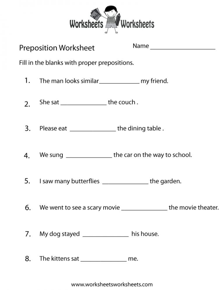 Preposition Worksheets | Two Ways To Print This Free Prepositions ...