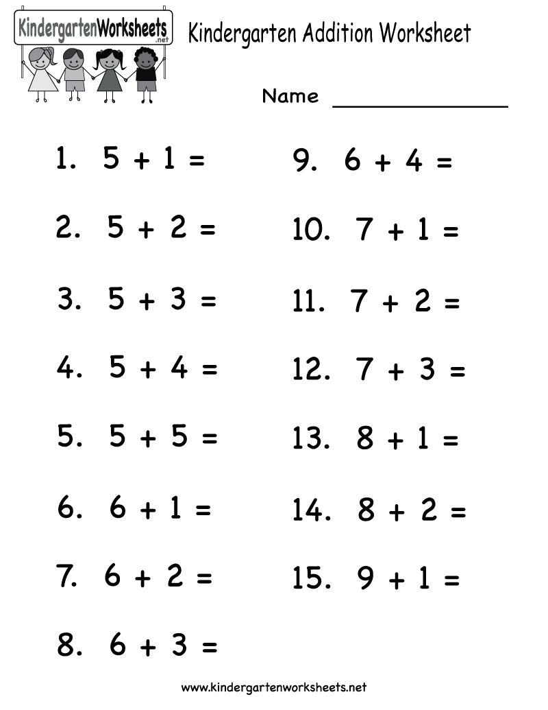 Printable Adding Worksheets | Kindergarten Addition Worksheet - Free | Printable Math Addition Worksheets For Kindergarten