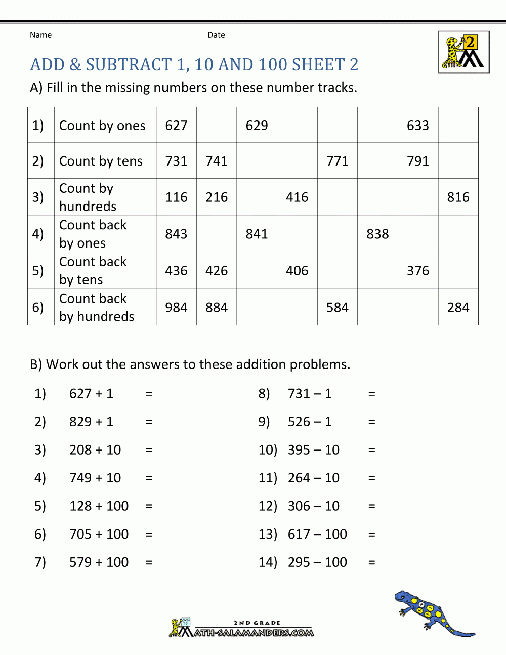 Addition And Subtraction Up To 1000 Worksheets