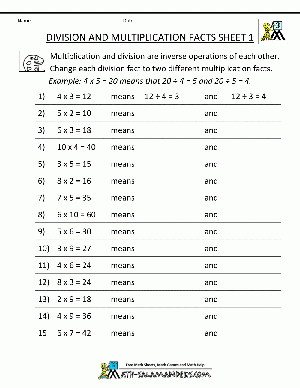 Printable Division Worksheets 3Rd Grade | Free Printable Fraction Worksheets For Third Grade