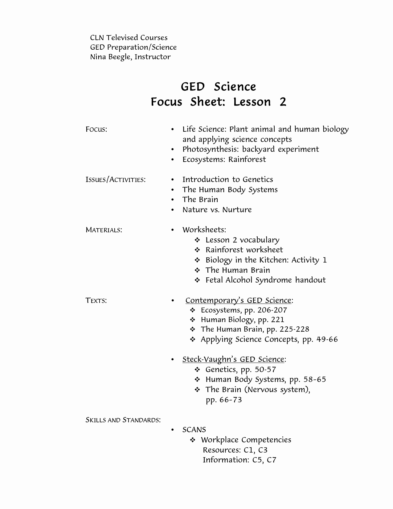 Ged Worksheets