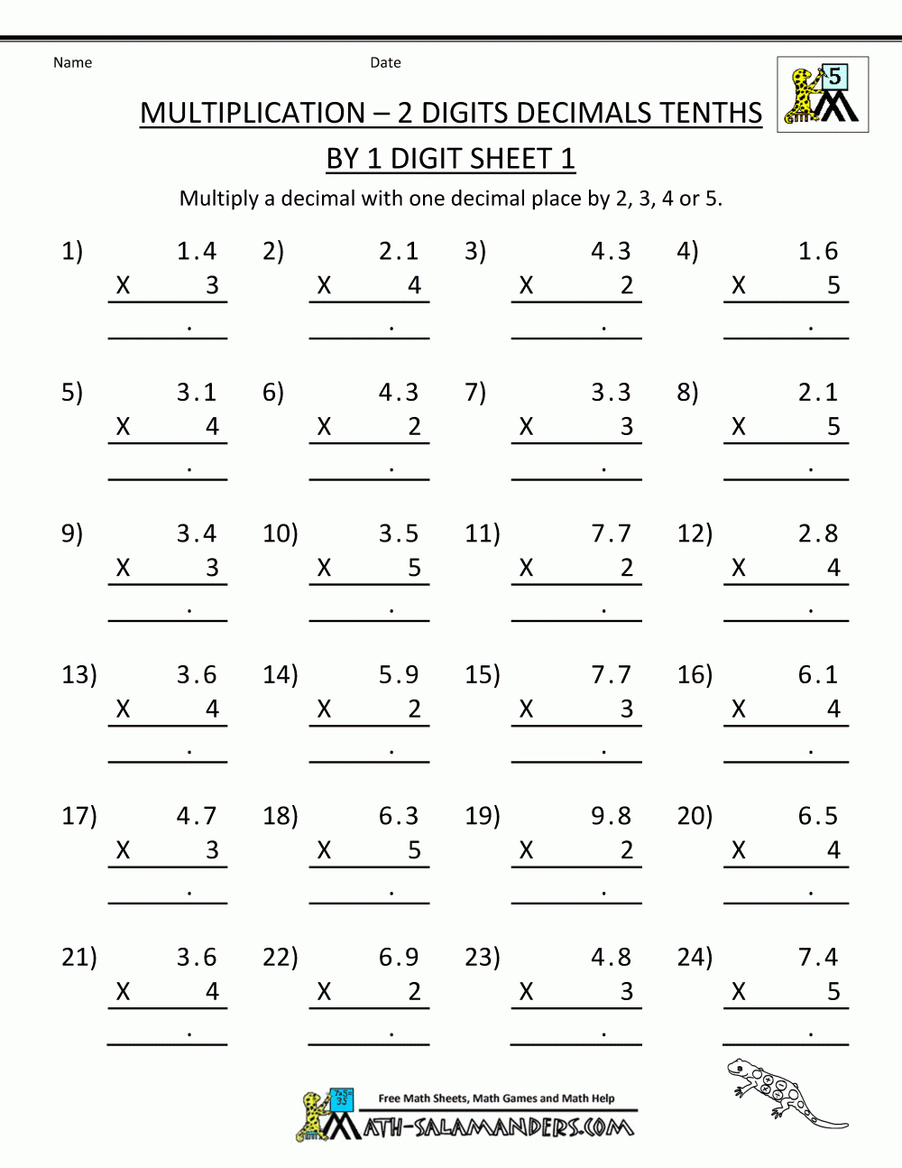 Printable Multiplication Sheets 5Th Grade | 5Th Grade Math Multiplication Worksheets Printable