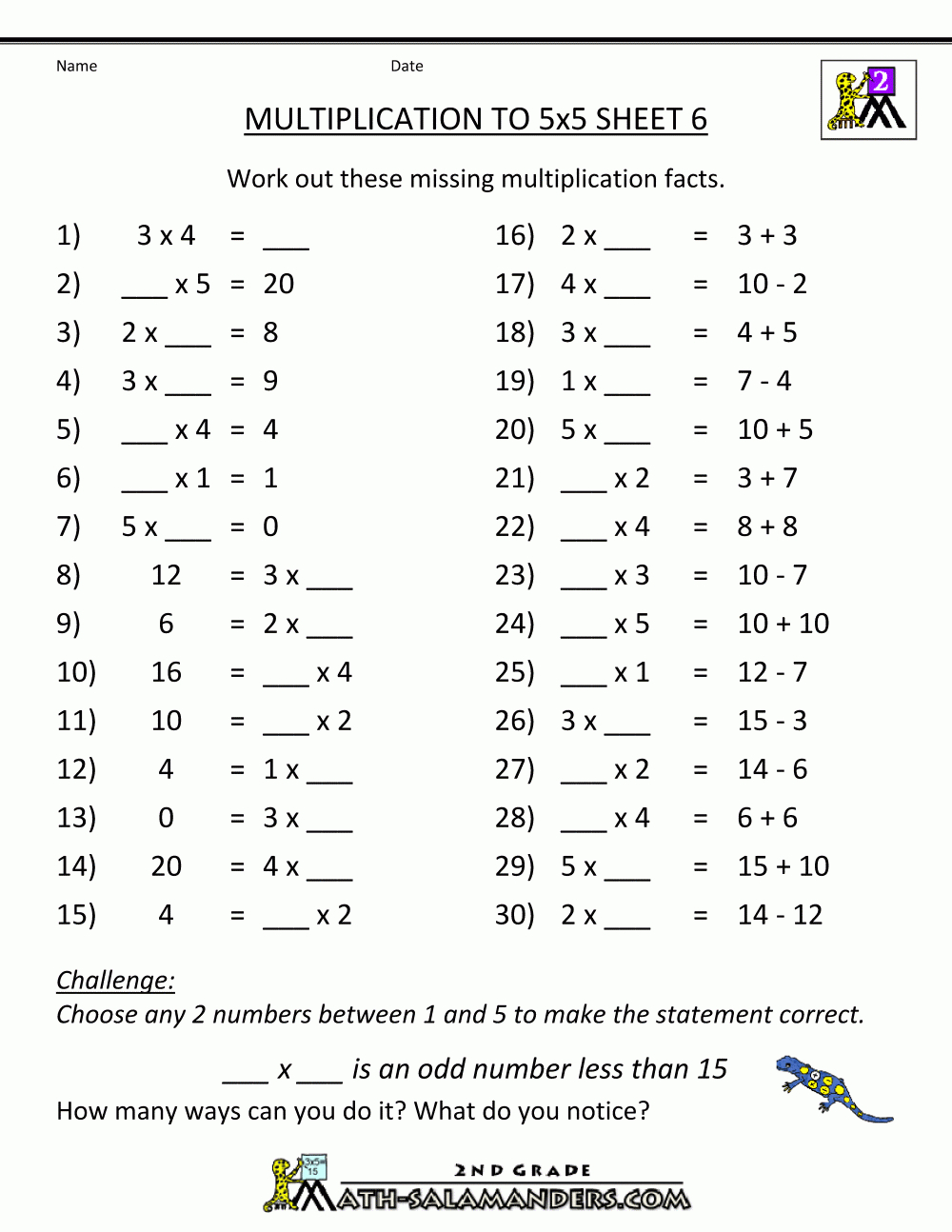 Printable-Multiplication-Worksheets-Multiplication-To-5X5-6.gif | Multiplication Worksheets Grade 2 Printable